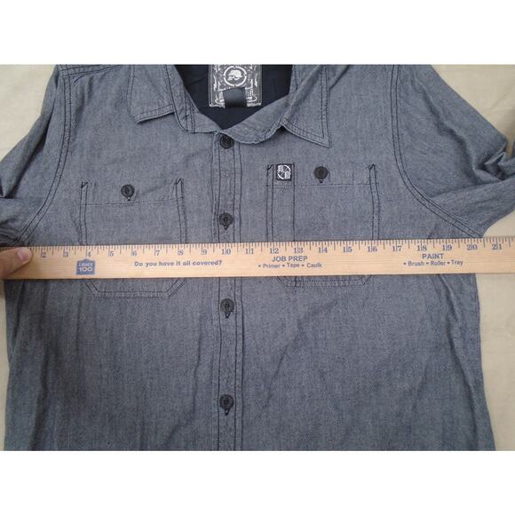 Metal Mulisha Button Shirt Gray Mens Biker Grunge Motorcycle Long Sleeve Size M - Picture 7 of 12